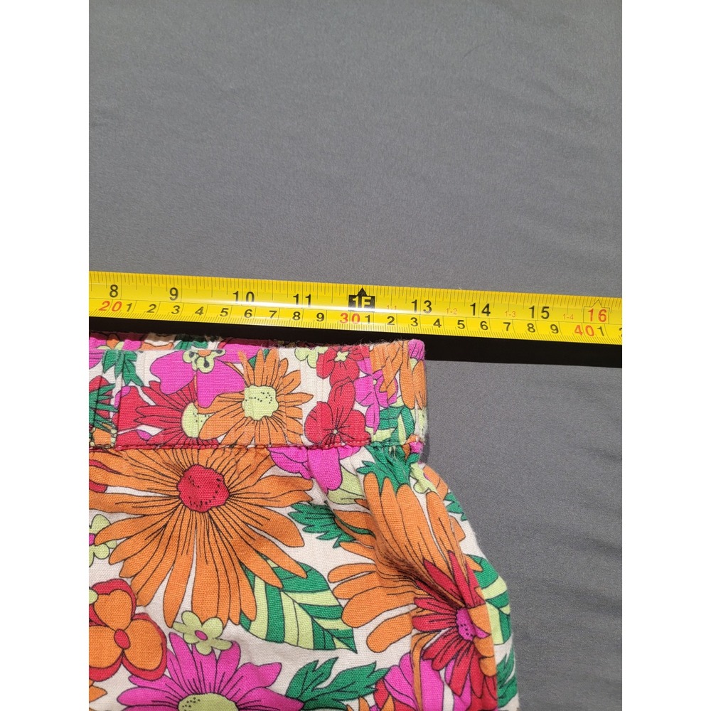 Peaches & Oranges Floral Wide Leg Pants Orange Pink 70s Style XS - Picture 4 of 6